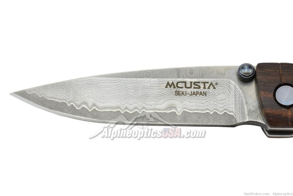 Mcusta Shinra Emotion Take Japanese Damascus pocket knife, ironwood handle-img-2