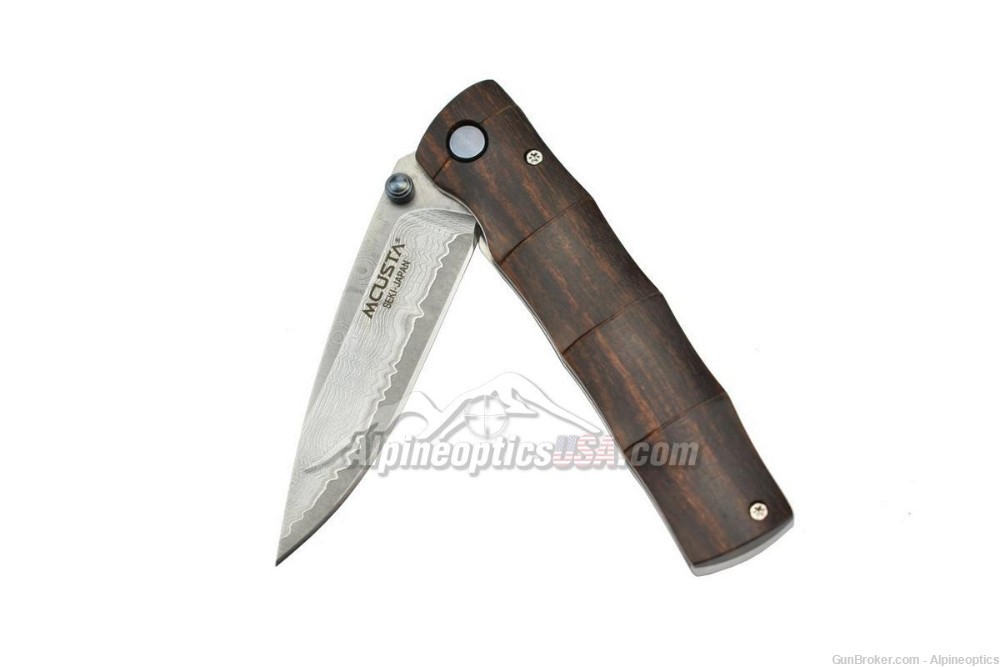 Mcusta Shinra Emotion Take Japanese Damascus pocket knife, ironwood handle-img-5