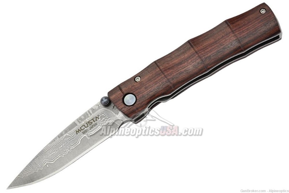 Mcusta Shinra Emotion Take Japanese Damascus pocket knife, ironwood handle-img-0