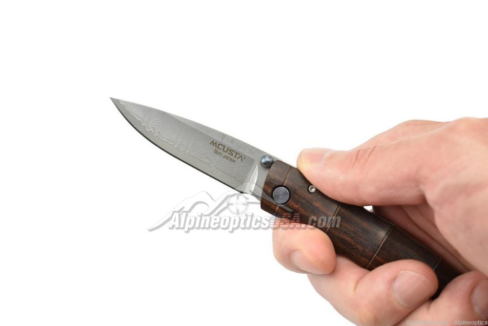Mcusta Shinra Emotion Take Japanese Damascus pocket knife, ironwood handle-img-7
