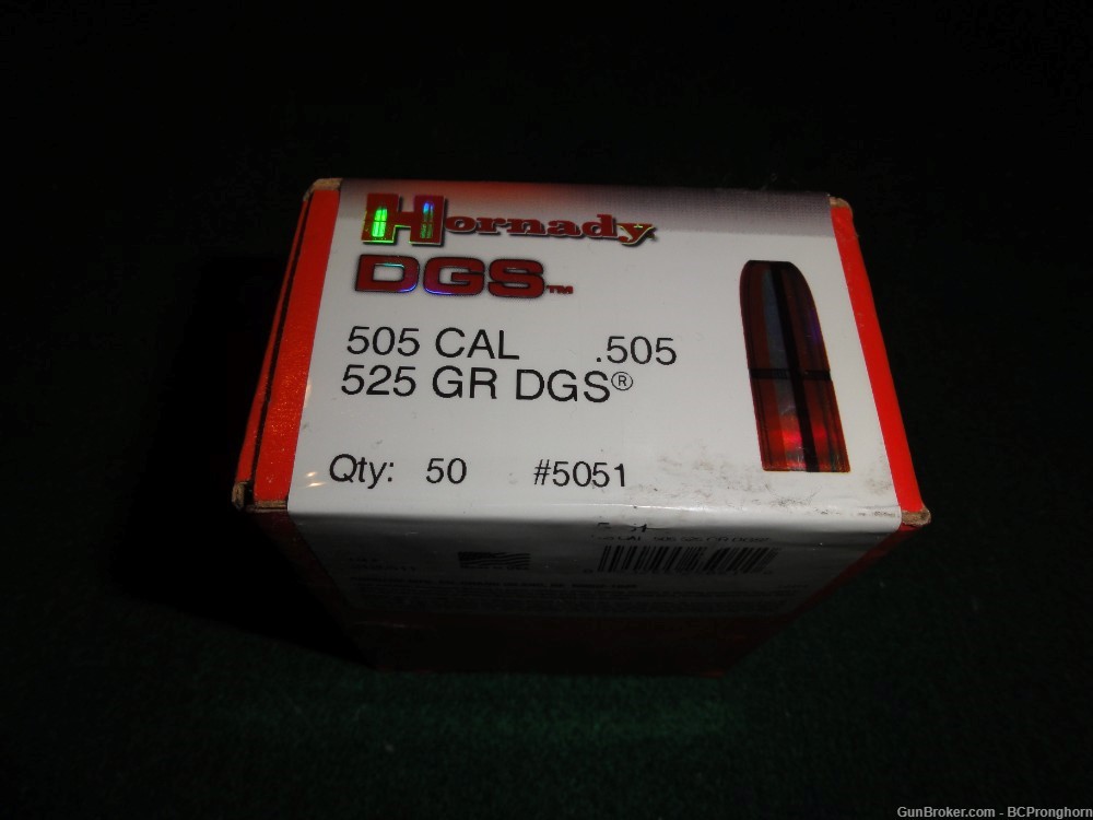 50 Rnds Hornady .505 Caliber, 525 Gr Solids (DGS) #5051-img-1