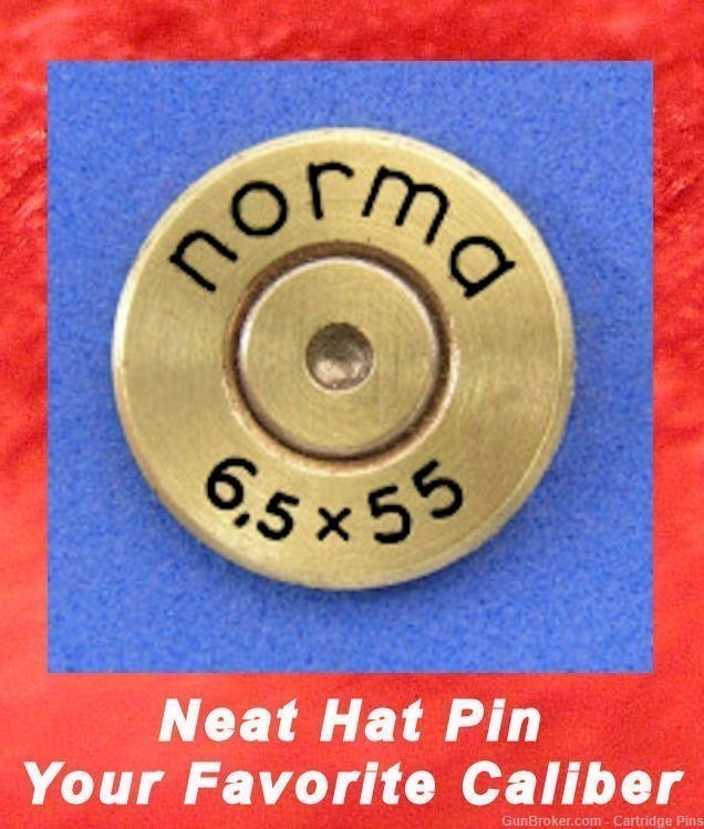 Norma  6.5x55   Brass  Cartridge Hat Pin  Tie Tac  Ammo Bullet-img-0