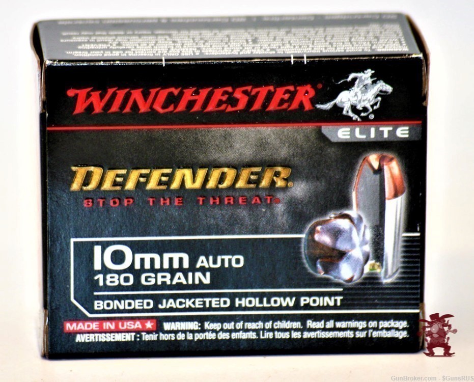 10mm Winchester DEFENDER 10 MM AUTO 180 Gr Bonded Jacketed Hollow Point 20 -img-3