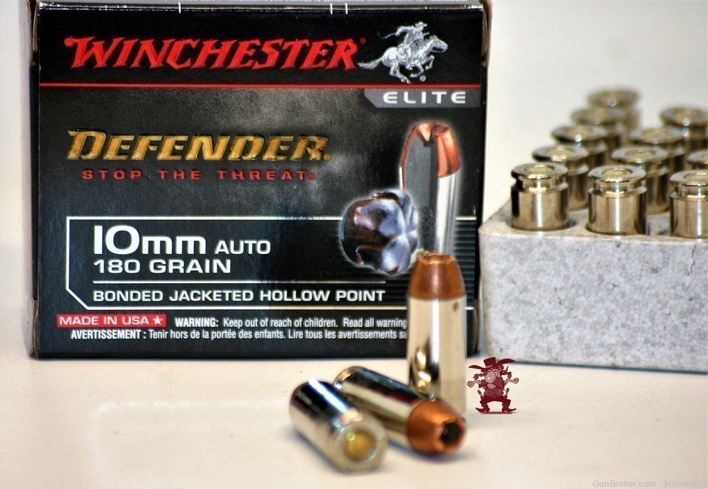 10mm Winchester DEFENDER 10 MM AUTO 180 Gr Bonded Jacketed Hollow Point 20 -img-0