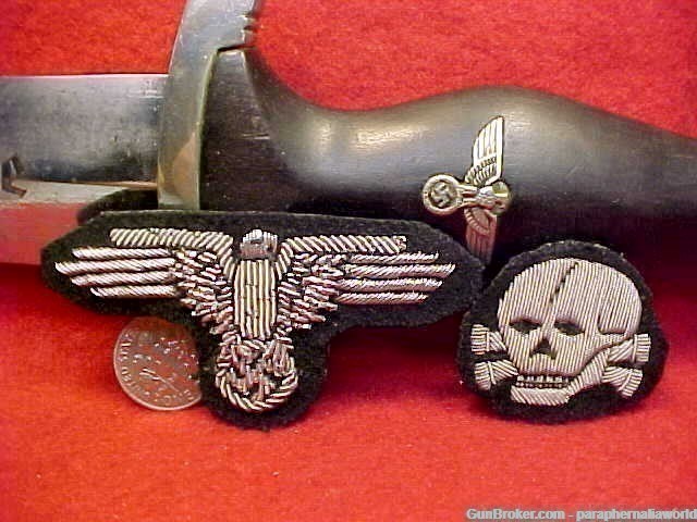German WWII Rare Waffen SS PANZER Officer Silber Bullion M-43/Garr Hat Set-img-0