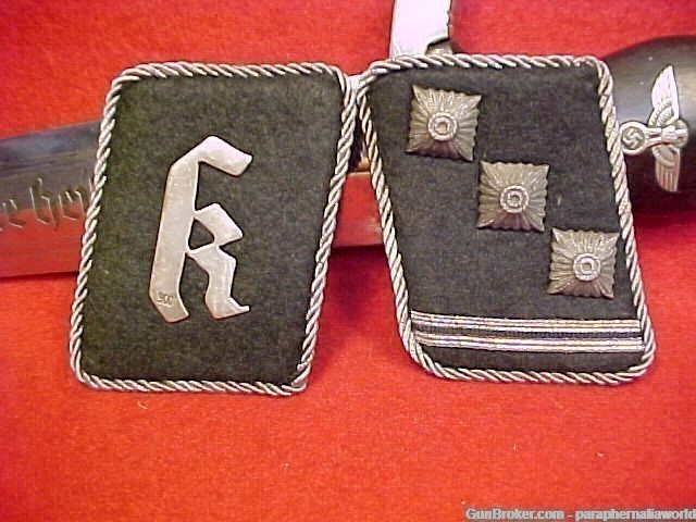 German Very Rare Orig SS Staff Kamp Officers Collar Tabs 900 Silber Symbol-img-0