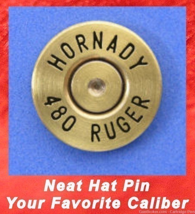 HORNADY   480 RUGER  Cartridge Hat Pin  Tie Tac  Ammo Bullet-img-0