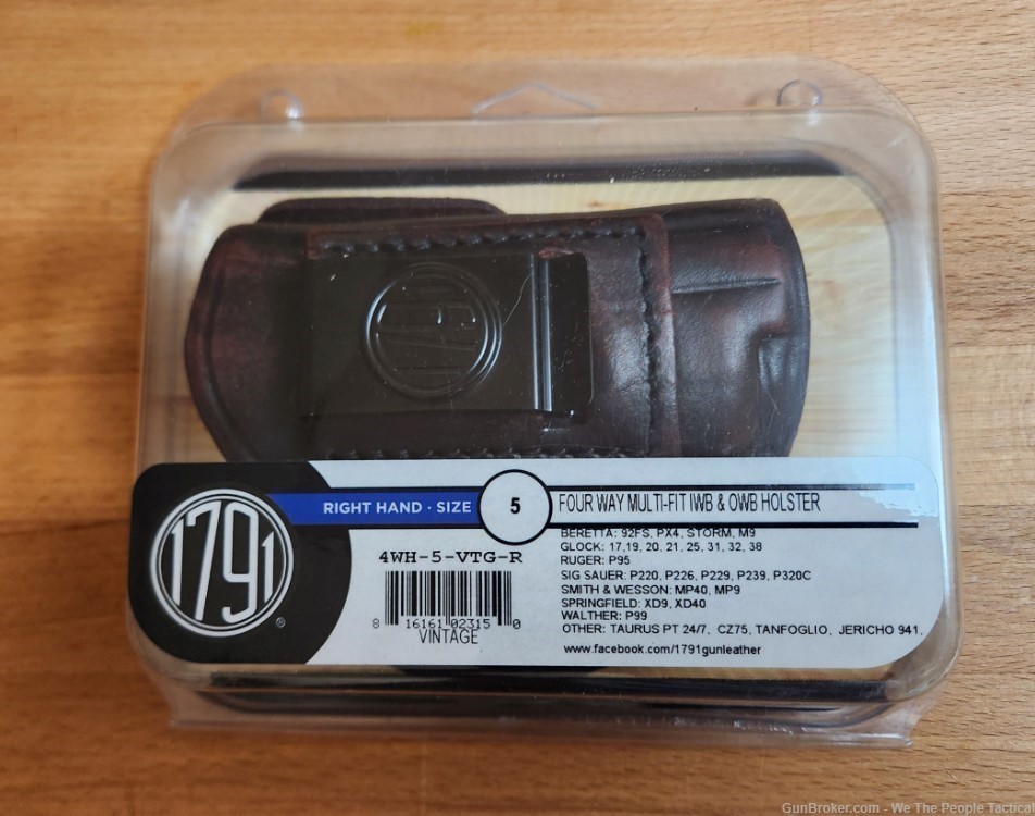 1791 4 Way Holster Size 5 IWB or OWB Holster Vintage Brown Leather NEW-img-7