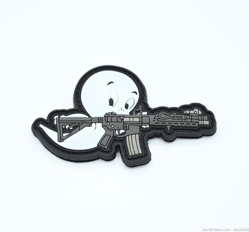 CASPER “GHOST GUN” GLOW IN THE DARK LOGO PATCH HOOK/LOOP BACKING RARE -img-0