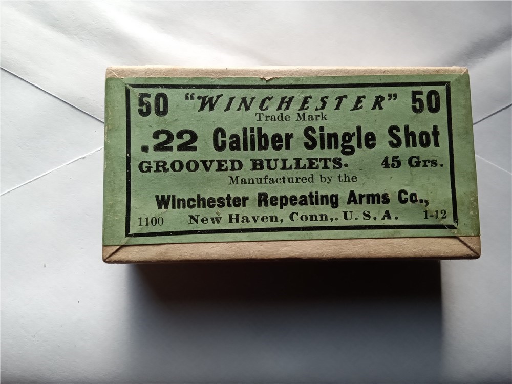 Vintage Sealed Winchester .22 Caliber Single Shot Grooved Bullets-45 gr.-img-0