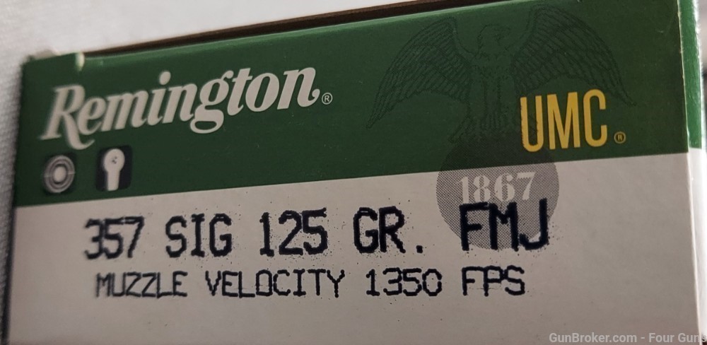 Remington 357 SIG Ammunition 125gr FMJ 50rd Box  -img-2