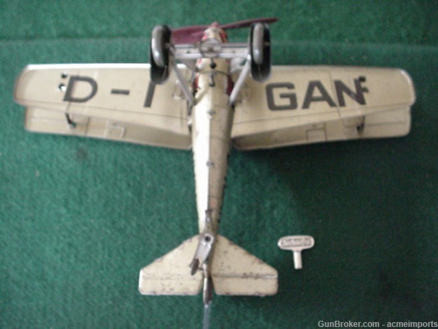 Tippcp D-IGAN Wind Up WW2 Airplane Original w Key Hauser Elastolin Lineol-img-6