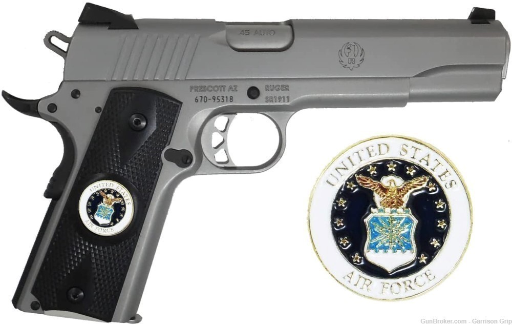  Garrison Grip 1911 Colt Full Size and Clones Grips with US AIR Force Logo-img-0