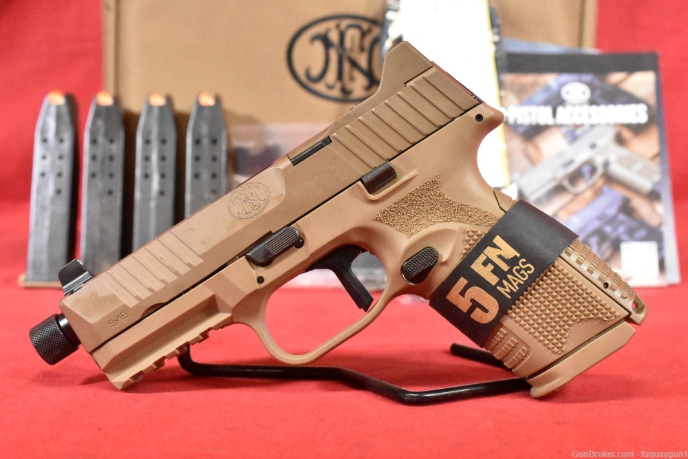 FN 509 Mid Size Tactical FDE 9mm 4.5" Threaded Barrel Optic Ready FN509T -img-1
