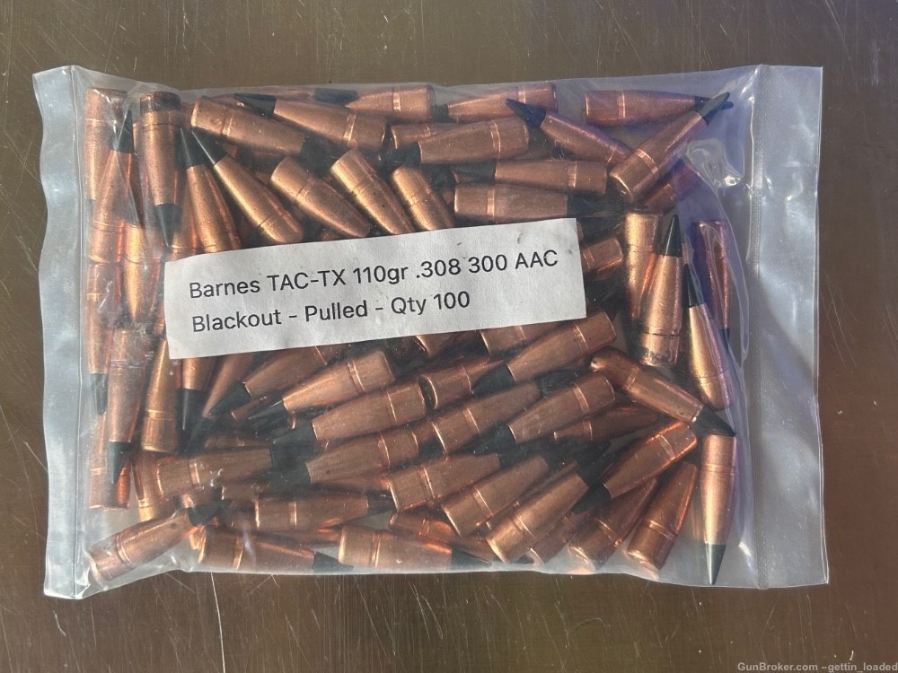 Barnes Tipped TAC-TX Bullets 300 AAC Blk 308 Dia 100 Qty!-img-0