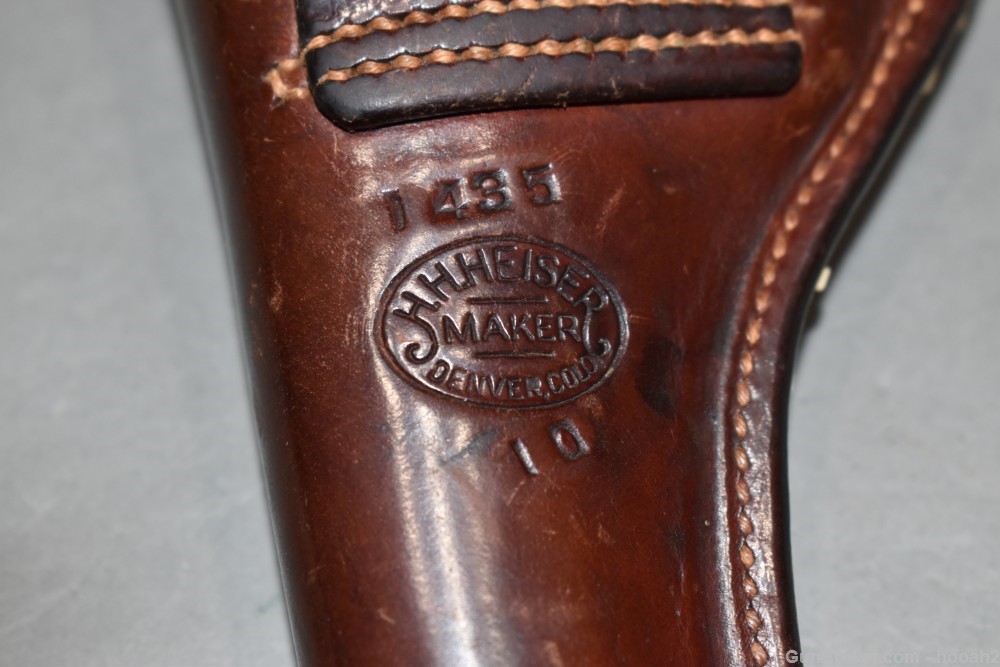 Vintage Heiser RH Leather Flap Holster 1435 & 10 Mkd Revolver READ-img-5