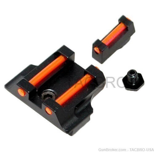 TACBRO Black Red Fiber Optic Front & Rear Sight For Glock 17 19 22 23 24 26-img-0