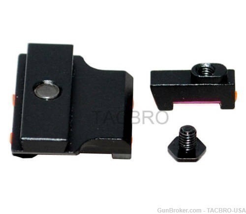 TACBRO Black Red Fiber Optic Front & Rear Sight For Glock 17 19 22 23 24 26-img-1