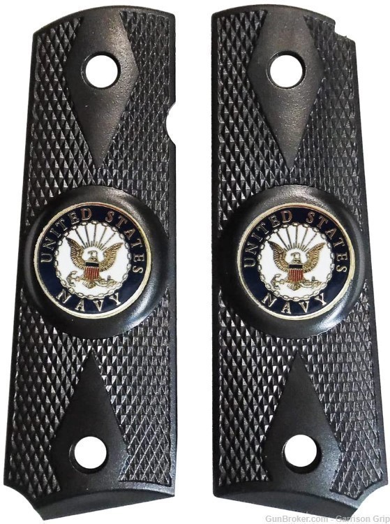 1911 Colt A1 Full Size and Clones (Grips Only) with US Navy Logo Black-img-4