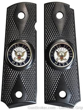 1911 Colt A1 Full Size and Clones (Grips Only) with US Navy Logo Black-img-1