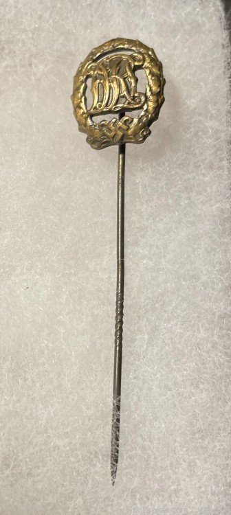W.W. II. German “DRL” Bronze Sports Badge Stick Pin-img-0