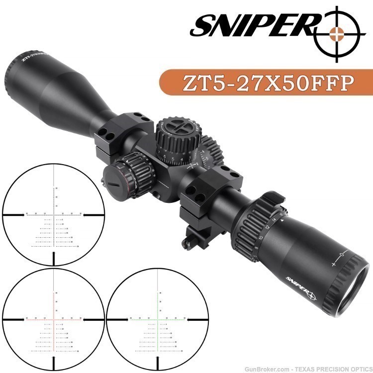 Sniper 5-27x50 FFP Rifle Scope 30mm Tube Side Parallax Adjustment .308/.338-img-0