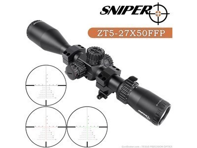 Sniper 5-27x50 FFP Rifle Scope 30mm Tube Side Parallax Adjustment .308/.338