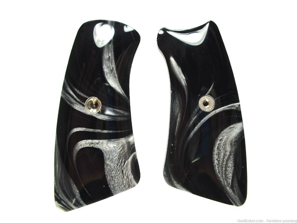 Black & SIlver Pearl Ruger Gp100 Grip Inserts-img-0