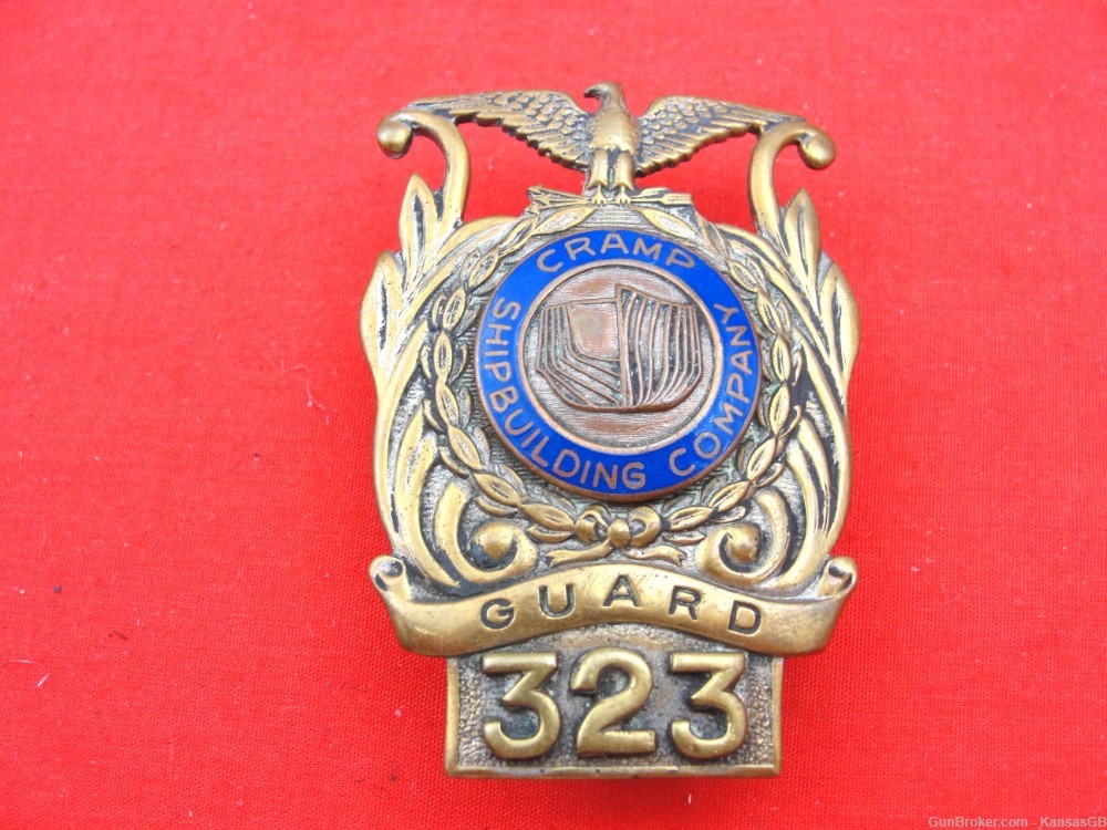 Vintage obsolete cramp ship building guard badge-img-0