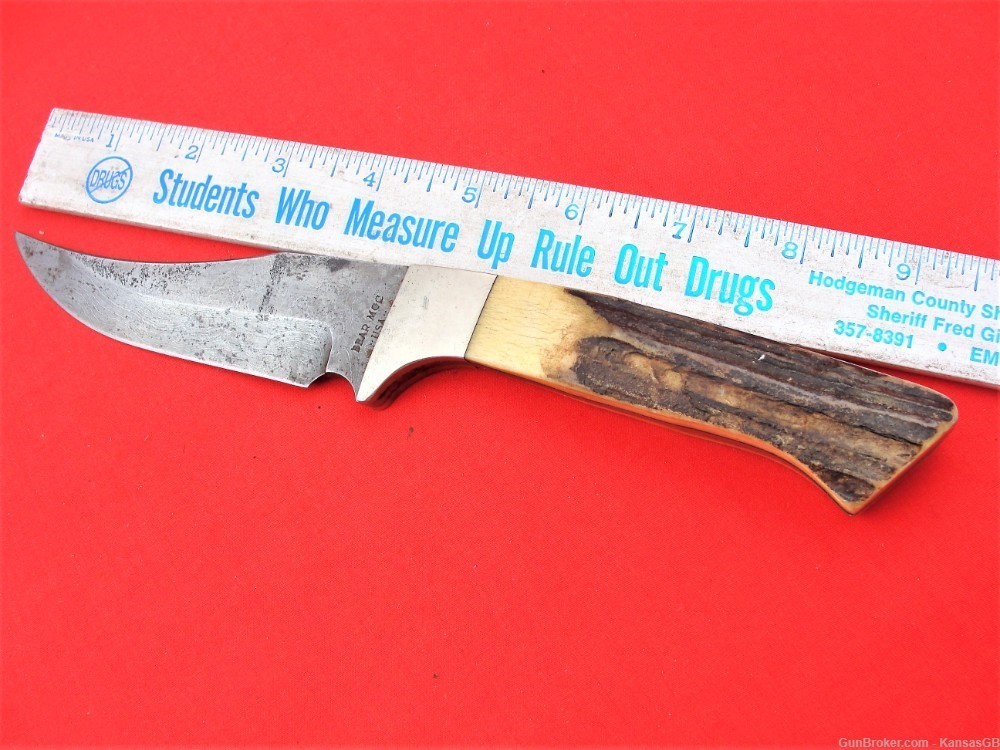 Bear USA Damascus stag handle 9 1/2" OA knife-img-6