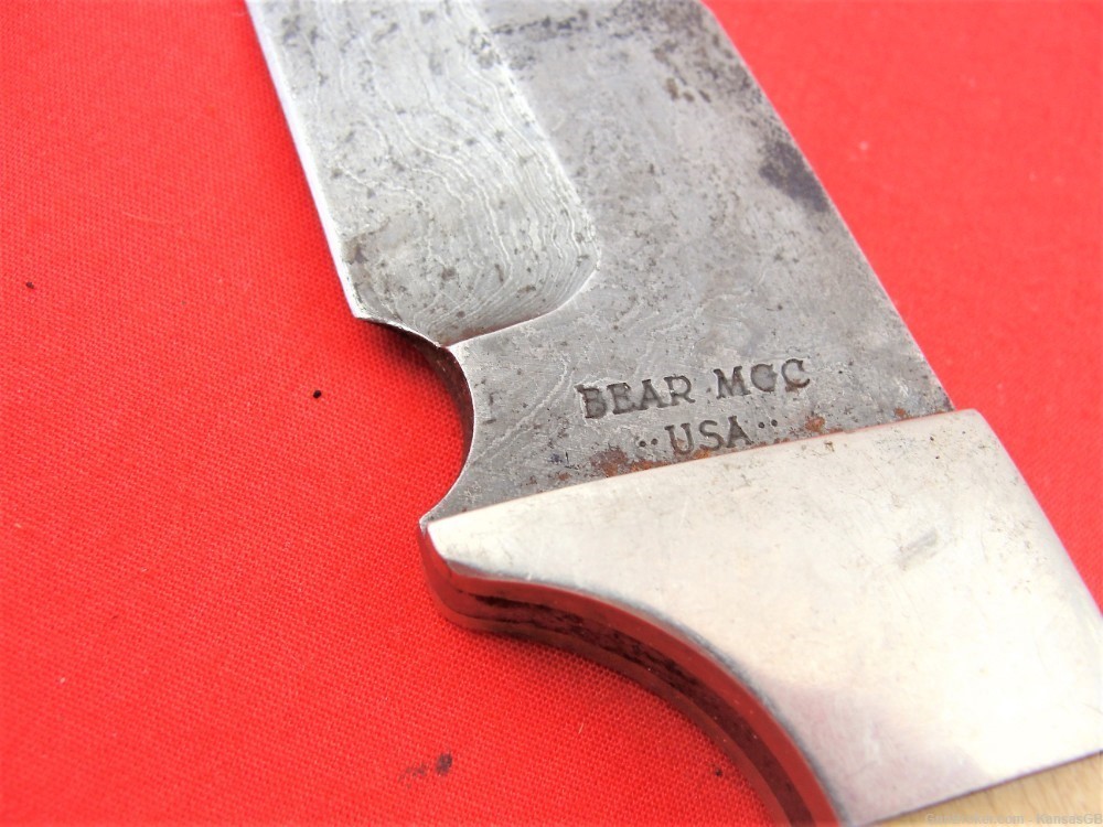 Bear USA Damascus stag handle 9 1/2" OA knife-img-4