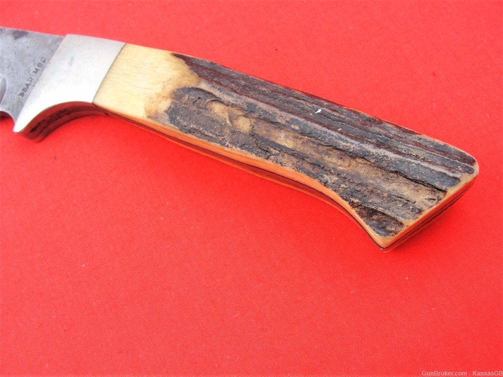 Bear USA Damascus stag handle 9 1/2" OA knife-img-3