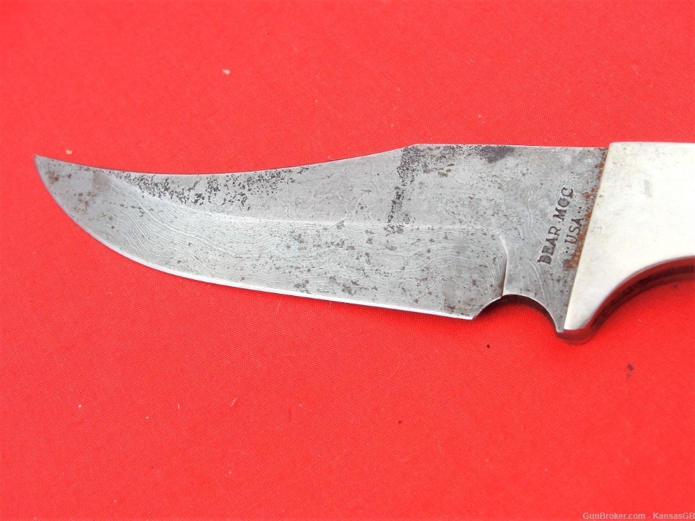Bear USA Damascus stag handle 9 1/2" OA knife-img-5