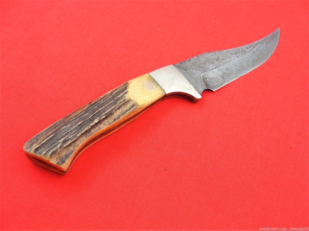 Bear USA Damascus stag handle 9 1/2" OA knife-img-0