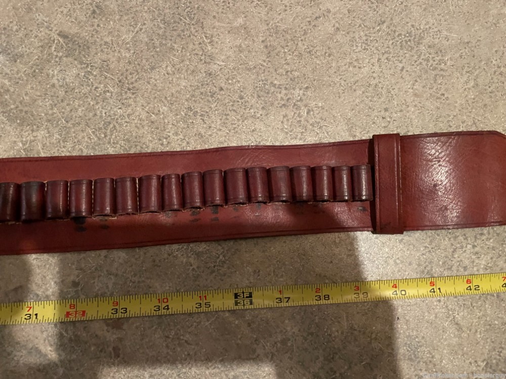 Vintage Cowboy Leather Belt with Cartridge Holders-img-4