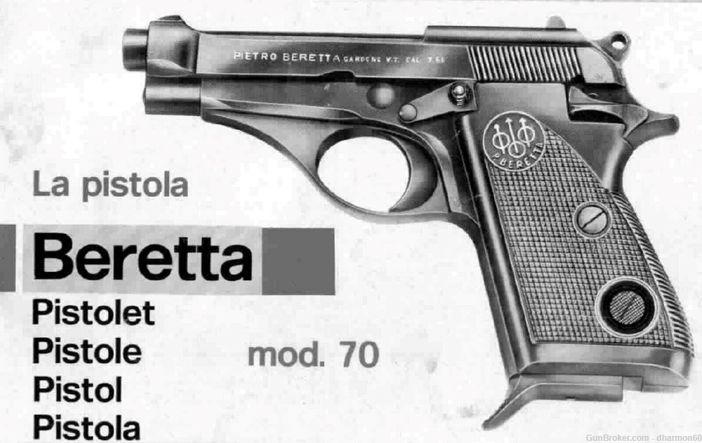 Beretta Model 70 Pistol Instruction and Maintenance Manual-img-0