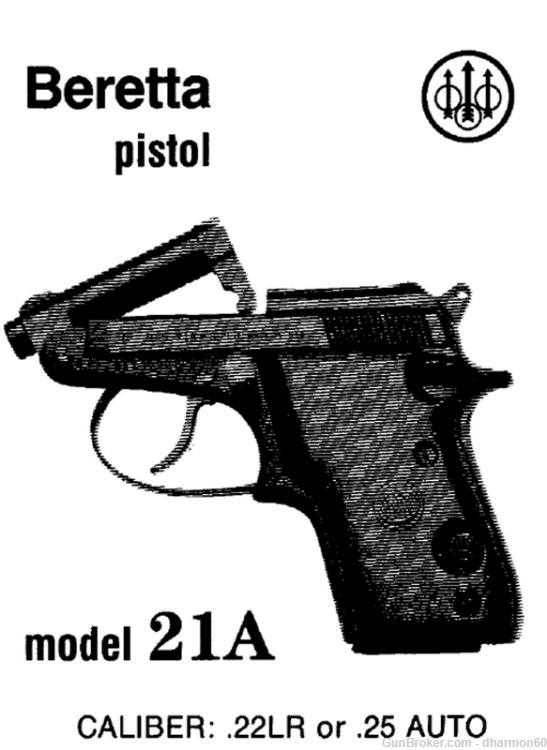 Beretta Model 21A Pistol Instruction Manual. 22LR or .25 Auto-img-0