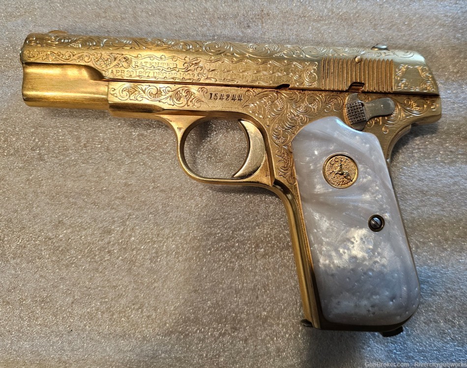 Colt 1903 Pocket Hammerless Engraved - Gold Color Engraved-img-2