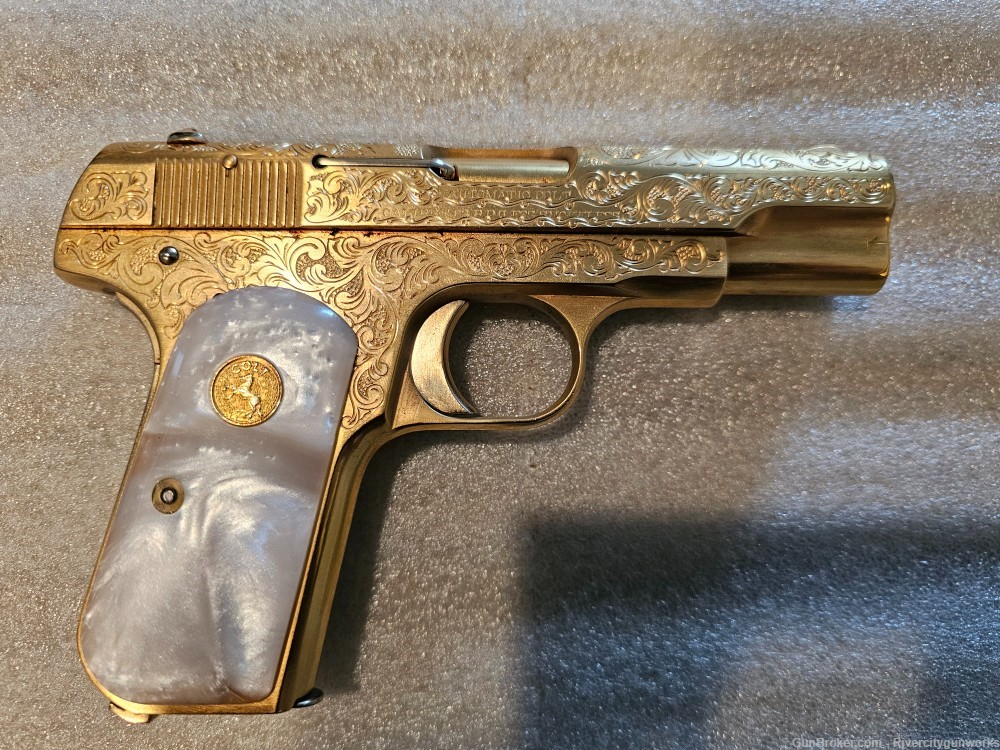 Colt 1903 Pocket Hammerless Engraved - Gold Color Engraved-img-1