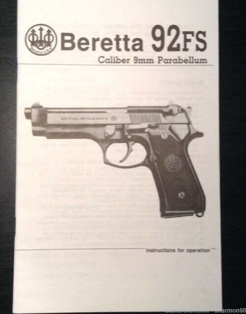 Beretta 92FS Caliber 9mm Parabellum Pistol Gun Instruction and Parts Manual-img-0