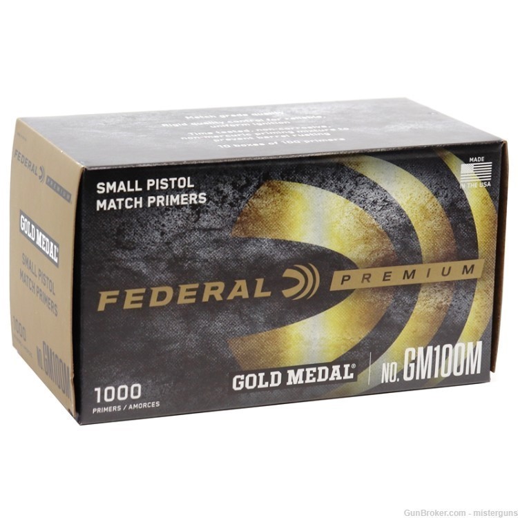 Federal Premium Gold Medal Small Pistol Match Primers 1000 Count Case-img-0