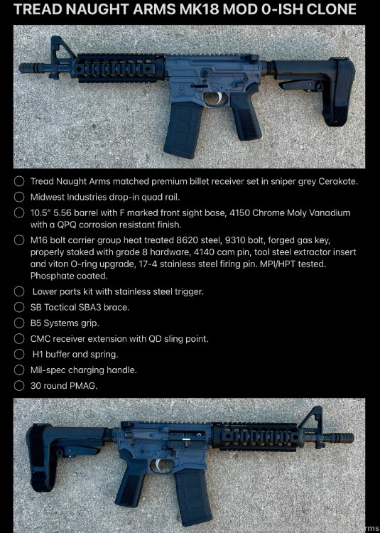 AR15 pistol. Mk18 clone. Billet. 10.5” barrel. Custom build. -img-2