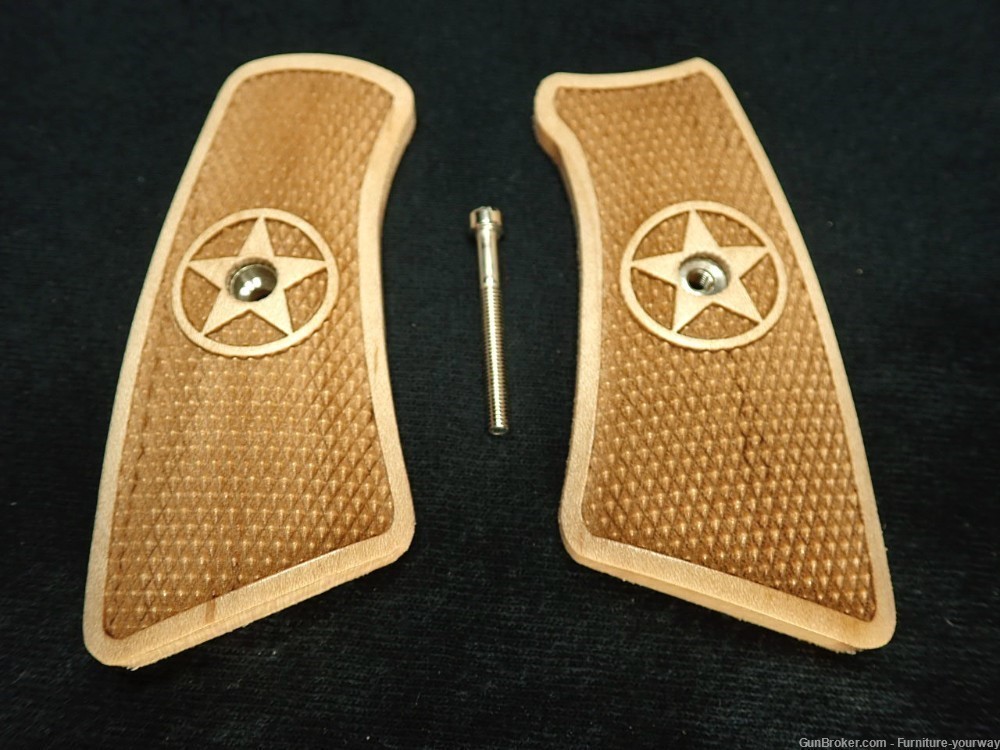 -Maple Texas Star Ruger Gp100 Grip Inserts-img-0
