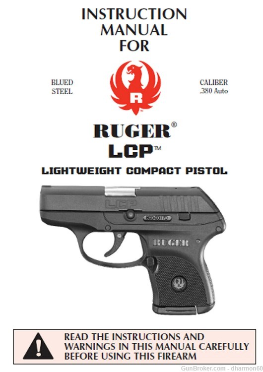 Ruger LCP 380 Auto Pistol Owners Instruction and Maintenance Manual-img-0