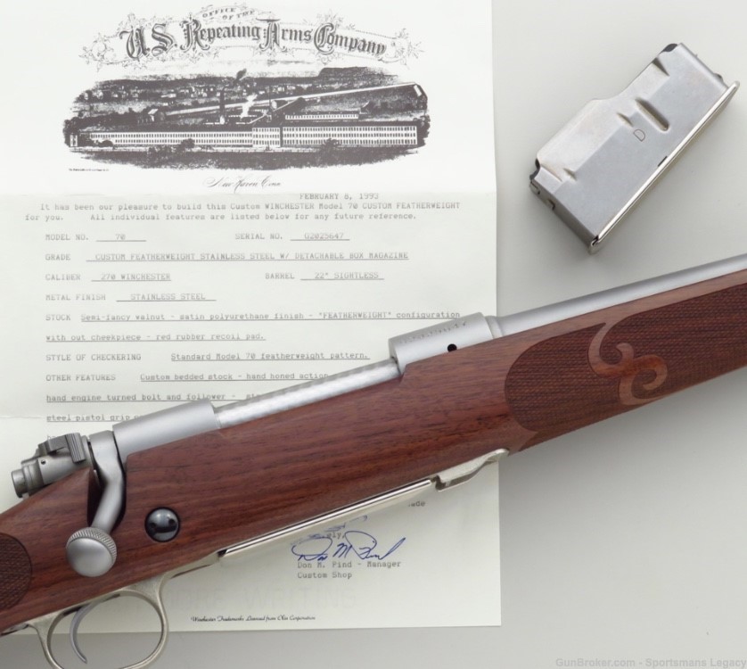 Winchester Custom Shop prototype .270, 1 of 2, letter, layaway-img-0