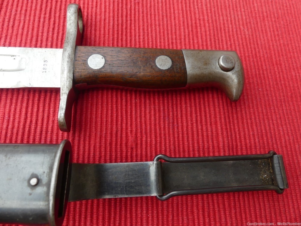 US KRAG RIFLE BAYONET WITH ORIGINAL SCABBARD DATED 1895 (EXCELLENT)-img-1