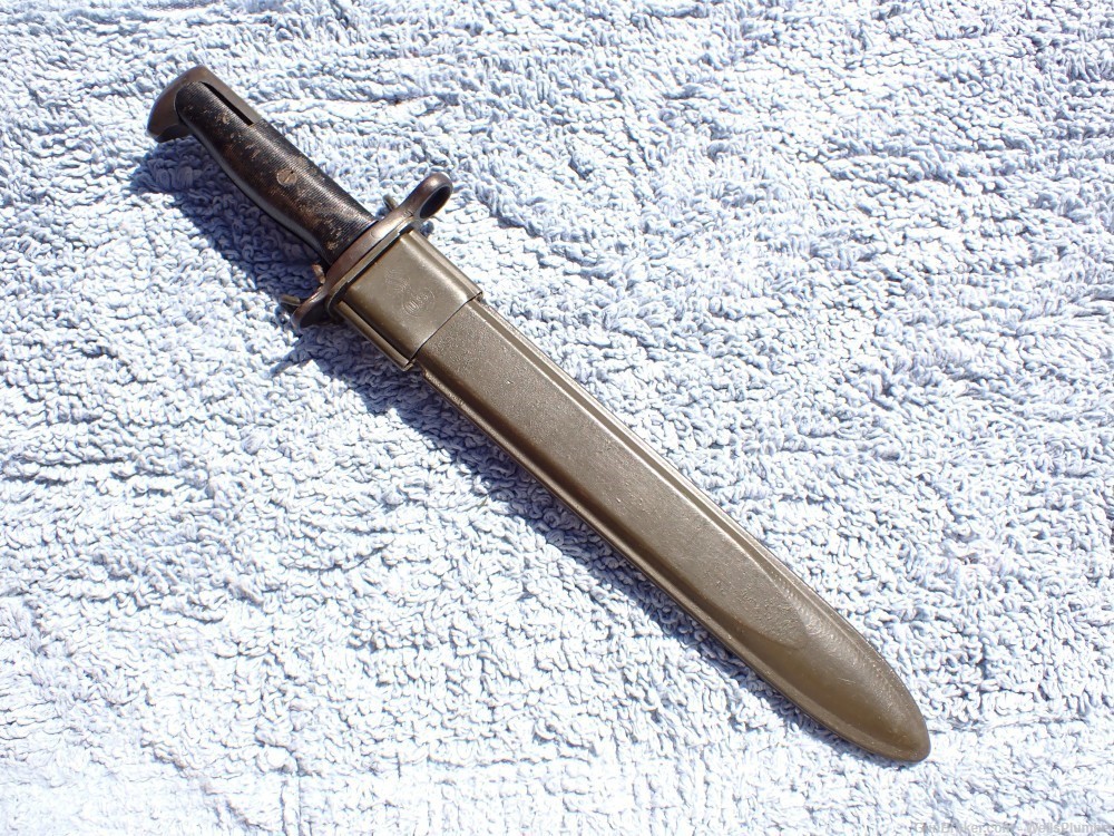 US WWII MODEL 1942 WILDE TOOL 10" 1905E1 BAYONET WITH SCABBARD (RARE)-img-1