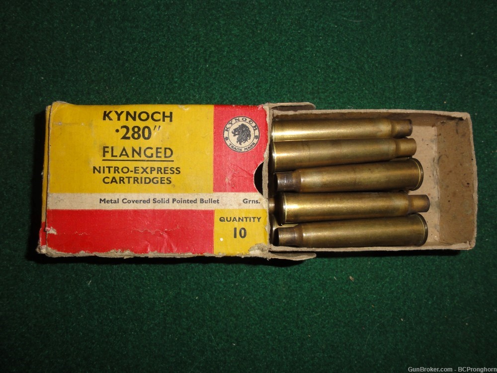 8 Rnds Once-fired Kynoch Brass for .280 Flanged Nitro Express-img-0