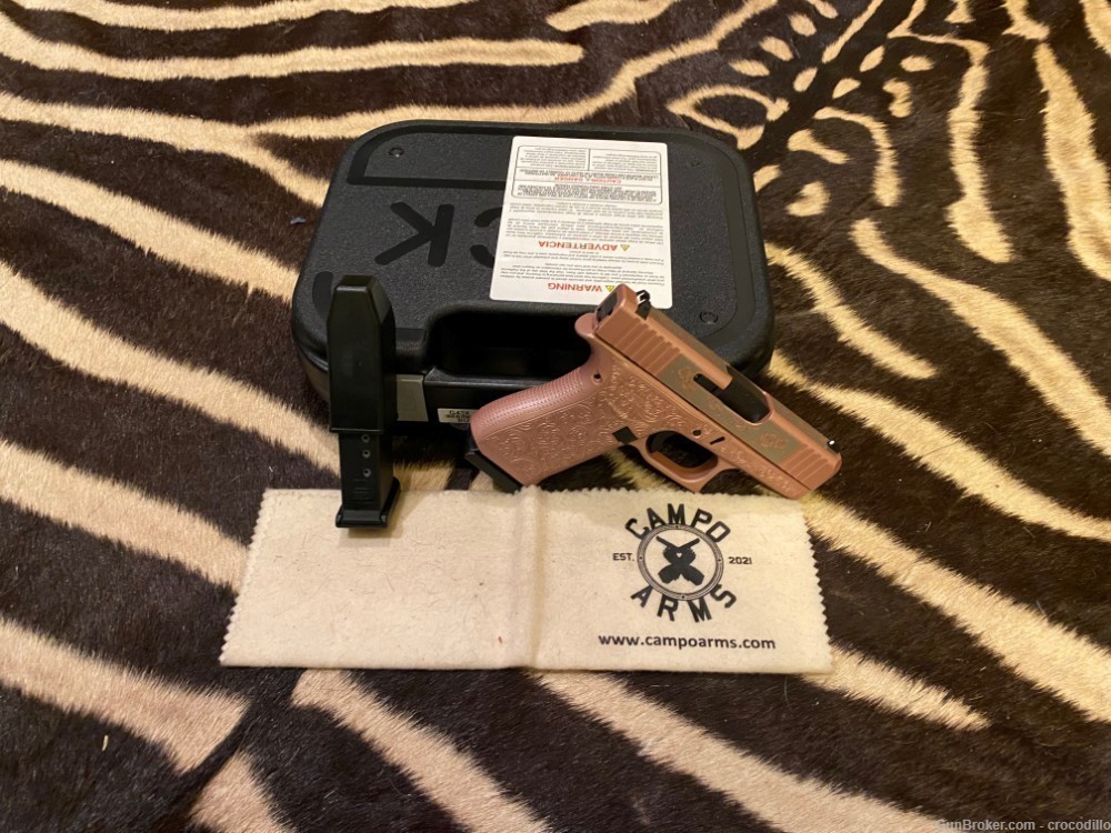 Glock 43X Custom Engraved Glock & Roses 9mm Luger 10rd Mag- Campo Arms-img-0