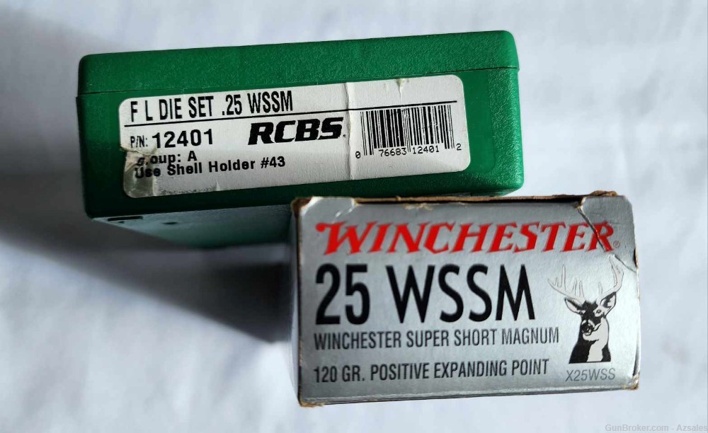 12 Live rounds & Brass of Winchester 25 WSSM 120 gr & RCBS Die Set-img-0
